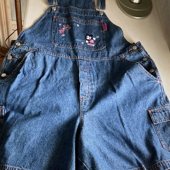 Disney Denim Short Overalls with Mickey & Floral Embroidery - Picture 13 of 14